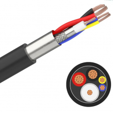 Кабель коаксіальний  композитний CCTV mini RG59 1+4 (RG59+2x0,22+2x0,50) ПЕ outdoor чорний